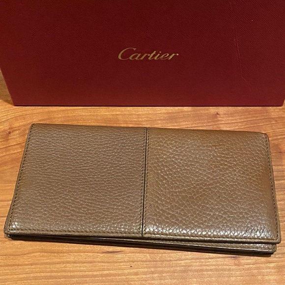 Cartier Handbags - Cartier Brown Leather Long Wallet